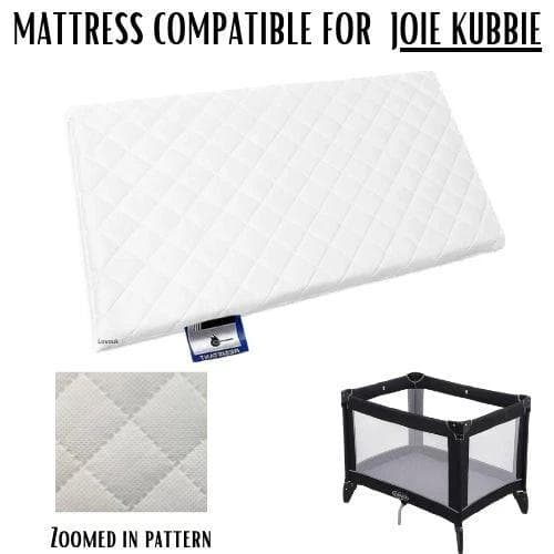 Image of Joie Kubbie Travel Cot 90cm x 52cm Mattress Breathable Quilted Zipped Cover || ""}