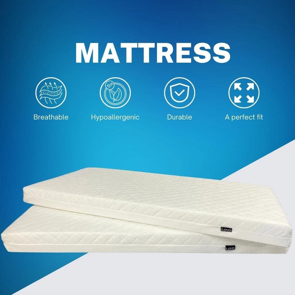 Image of Cot bed mattress, hypoallergenic breathable removable quilted cover 140x70cm || ""}