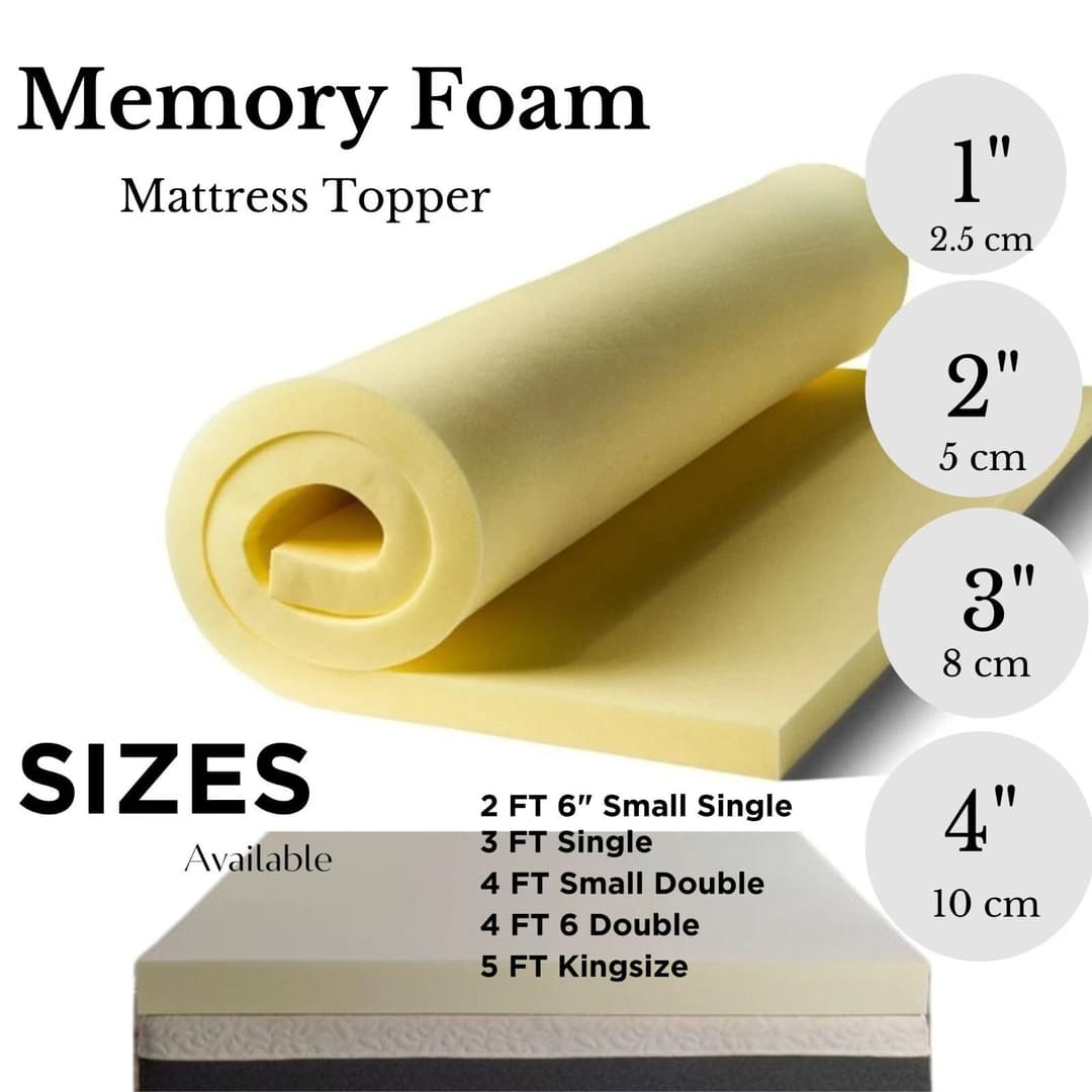 Image of Orthopaedic Memory Foam Mattress Topper 1" to 4" Thick All Sizes Available || ""}